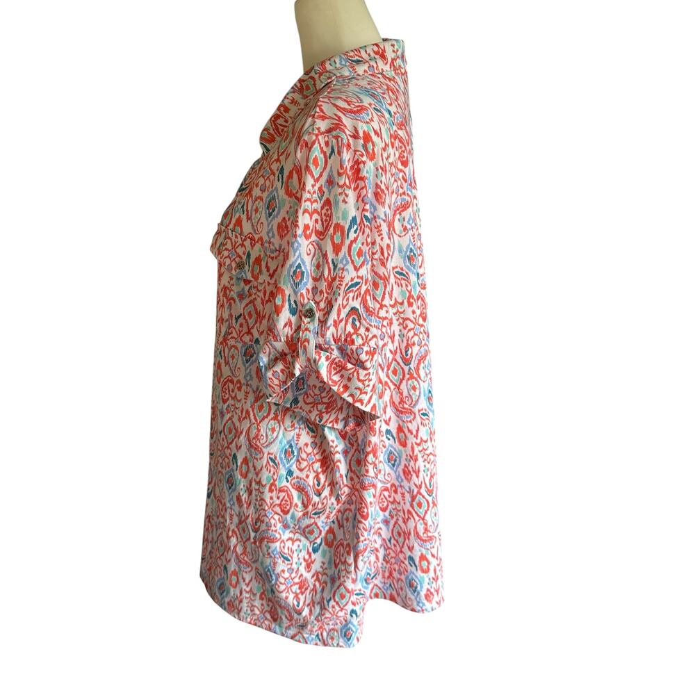 Coral Bay Women's Short Sleeve top 3X Orange Blue White - Picture 4 of 4